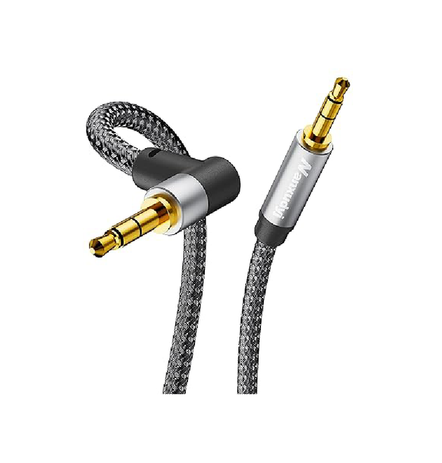 AUX Cord 6ft,3.5mm Stereo Audio Cable 90 Degree Nylon Braided 3.5mm Male to Male Stereo Aux Cables