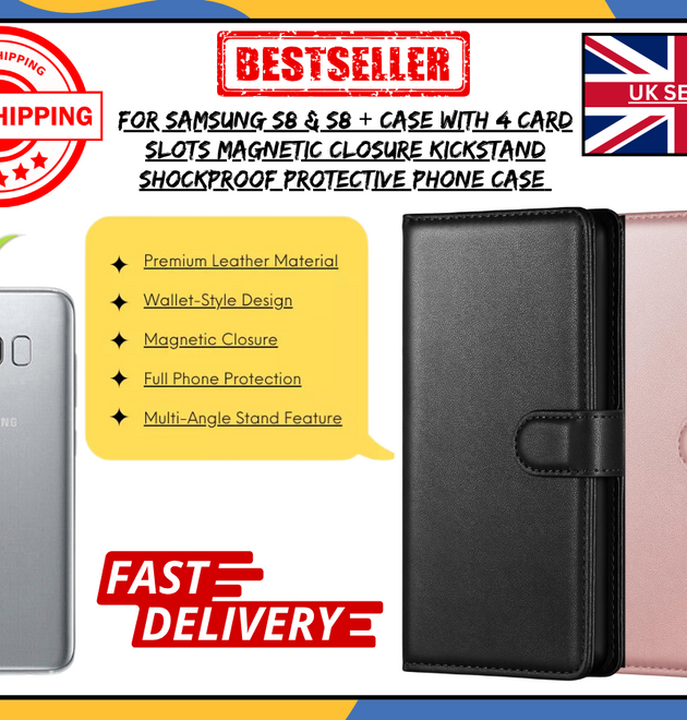 For Samsung Galaxy S8 - S8 Plus Leather Wallet Flip Case Cover Magnetic Stand UK