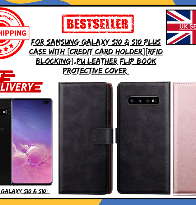 Samsung Galaxy S10/S10 Plus Wallet Leather Case Premium Magnetic Flip Cover, UK
