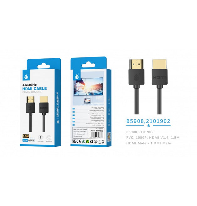 B5908 HDMI HDTV 4K Cable 1080P, 1.5M, Black