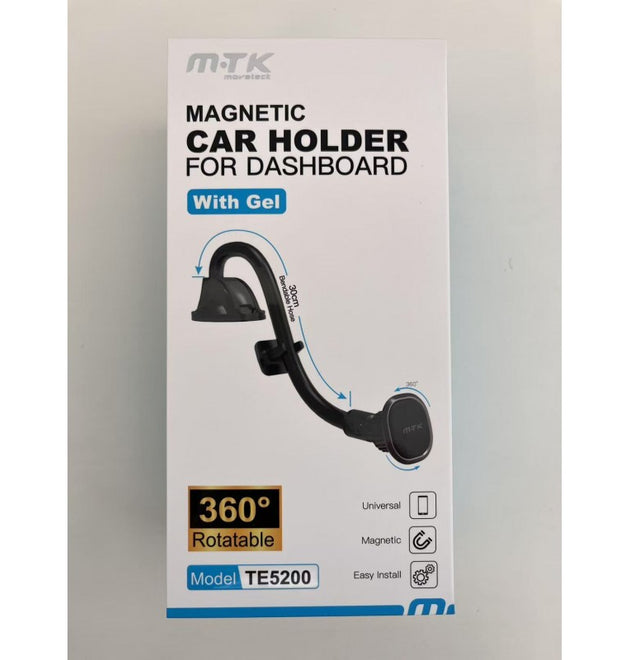 TE5200 30cm Magnetic Dashboard and Wind shield Mount Car phone Holder, 4.5-7" ABS Black