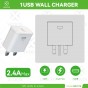 Woox MX0176 UK Folding Pin Single USB 2.4A Wall Charger without cable, White