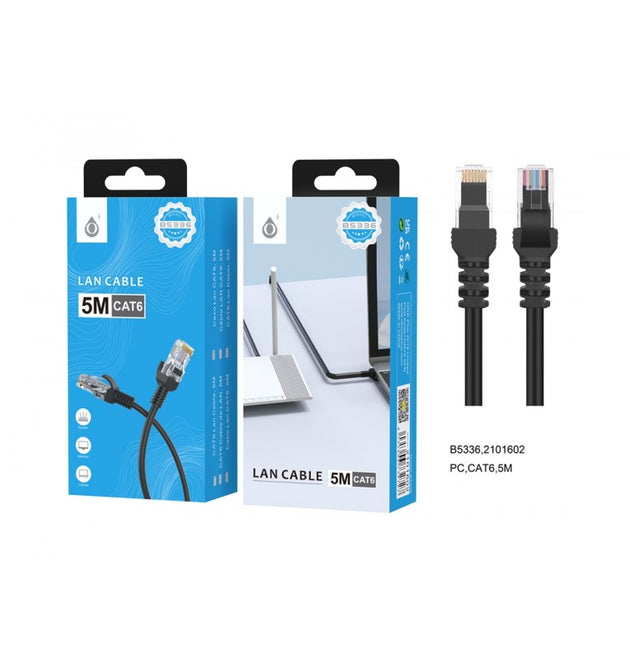 B5336 RJ45 Network LAN Cable, CAT6, 5M, Black