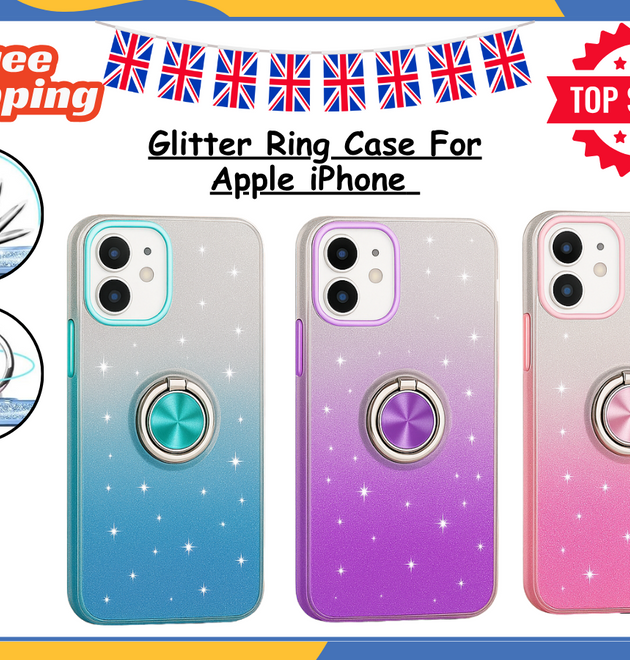 Glitter Magnetic Shockproof Ring Holder Case For Apple iPhone 12 Phone Cover UK