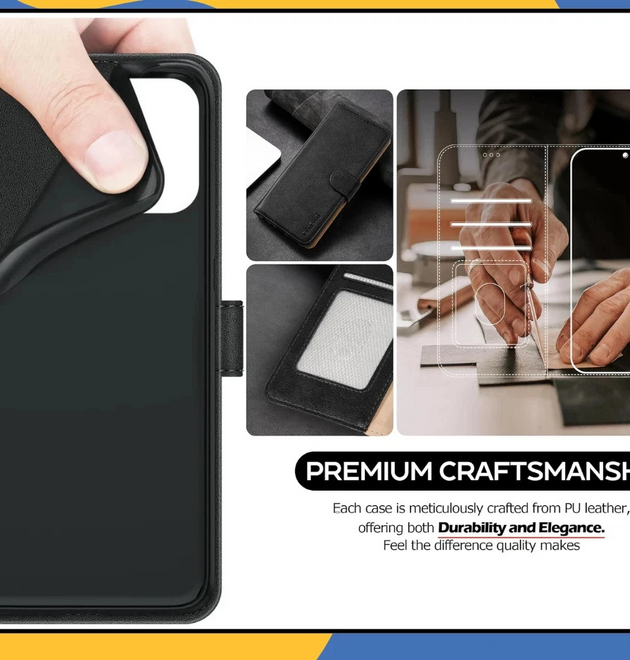 Honor 200 Leather Wallet Case Flip Magnetic Shockproof Stand Slim Black Cover UK