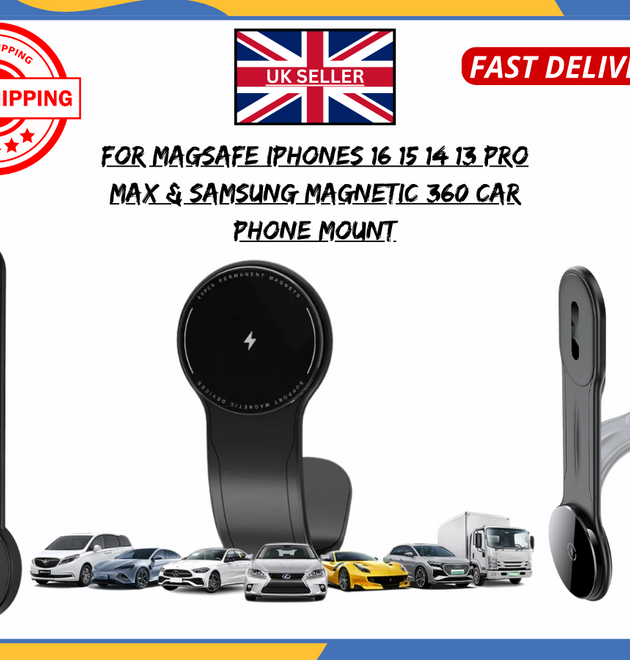 Universal Magnetic 360° Rotating Car Mount Holder for MagSafe iPhone Samsung UK