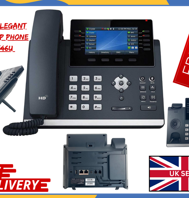 Yealink SIP-T46U Ultra-Elegant Gigabit IP Phone HD Voice | PoE | 16 Lines | VoIP