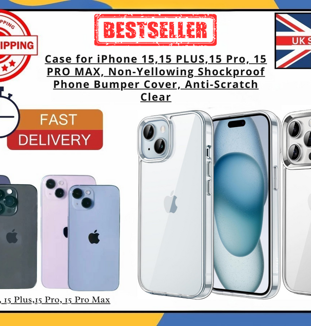 iPhone 15/15 Plus/15 Pro/Pro Max Clear Shockproof Silicone Gel Case – UK Seller