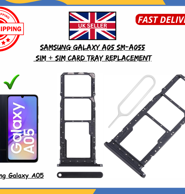 For Samsung Galaxy A05 Dual SIM Card & SD Tray Holder Replacement - OEM Black UK