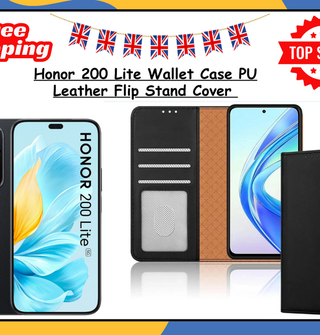 For Honor 200 Lite Leather Wallet Case Flip Stand Phone Cover Card Holder – UK