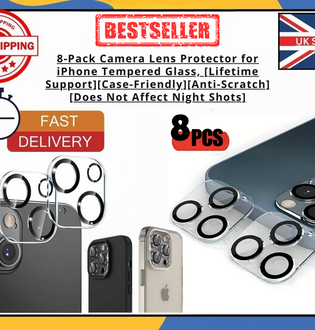 8x Camera Lens Protector iPhone 11–16 Pro Max Tempered Glass Anti-Scratch Cover