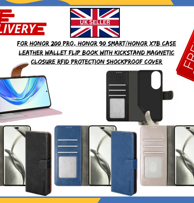 Honor 90 Smart / 200 Pro/ X7b Slim Magnetic Flip Leather Book Wallet Stand Cover