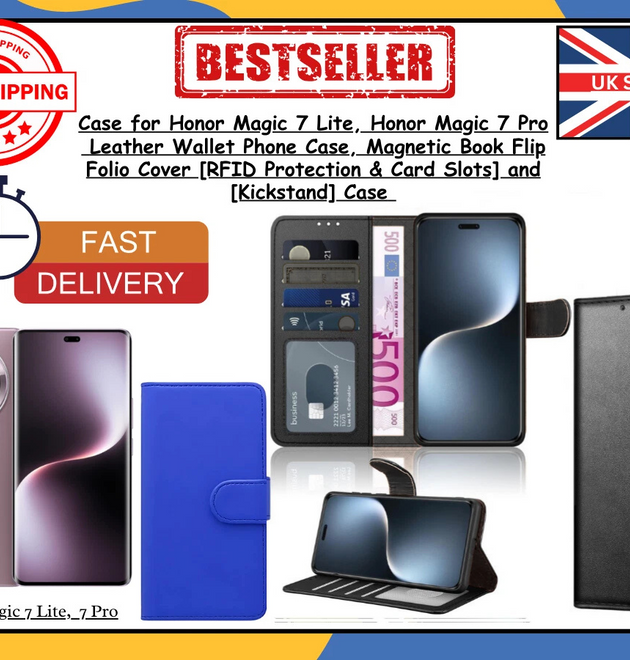 Honor Magic 7 Lite / Magic 7 Pro Slim Magnetic Flip Leather Wallet Stand Cover