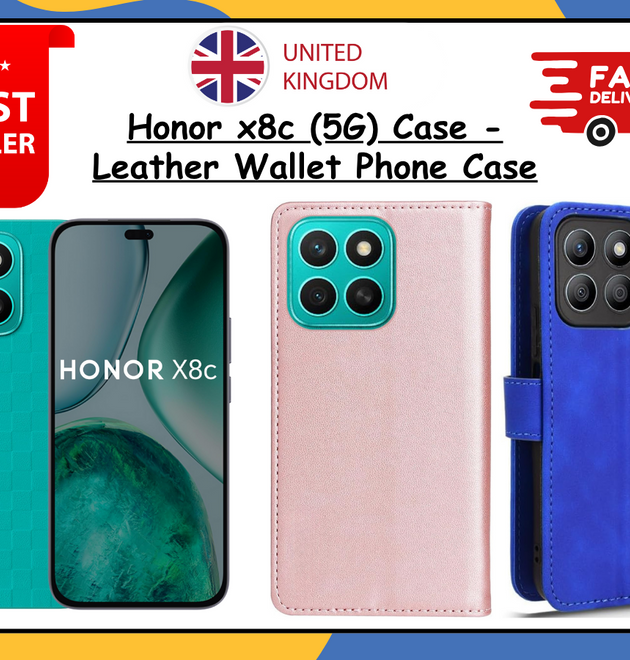 Honor X8c Leather Wallet Case | Premium Slim Flip Stand Phone Cover | Magnet UK