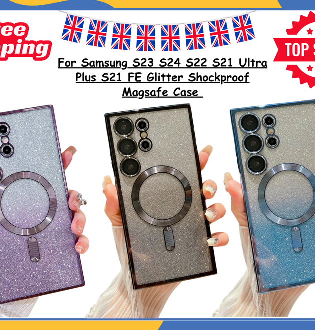Glitter Magnetic Shockproof Phone Case For Samsung S25 S24 S23 S22 Ultra Plus UK