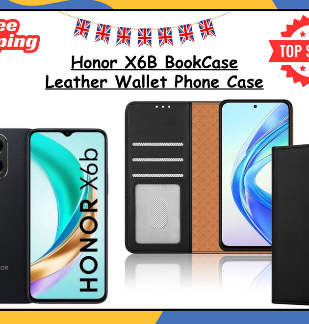 Honor X6B Wallet Case PU Leather Flip Stand Cover with Card Slots Magnetic UK