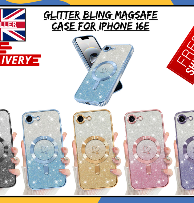 iPhone 16E MagSafe Case Bling Glitter Shockproof Luxury TPU Magnetic Cover