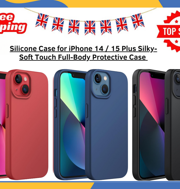 iPhone 15 14 Plus Case Liquid Silicone Shockproof Soft TPU Bumper Cover UK Stock