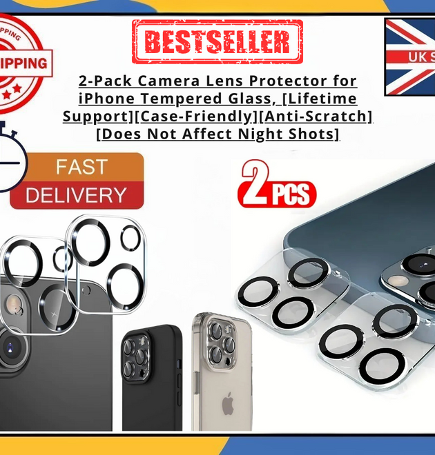 2x Camera Lens Protector For iPhone 11–16 Pro Max Tempered Glass Anti-Scratch UK