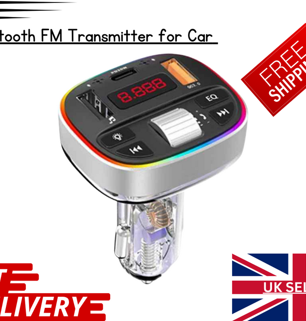 Bluetooth 5.0 FM Transmitter Wireless Car Adapter | MP3 Player &Dual USB Charger