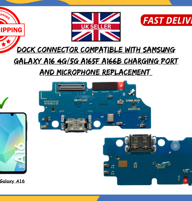 Samsung Galaxy A16 5G SM-A166B USB-C Mic Dock Connector Board Charging Port OEM