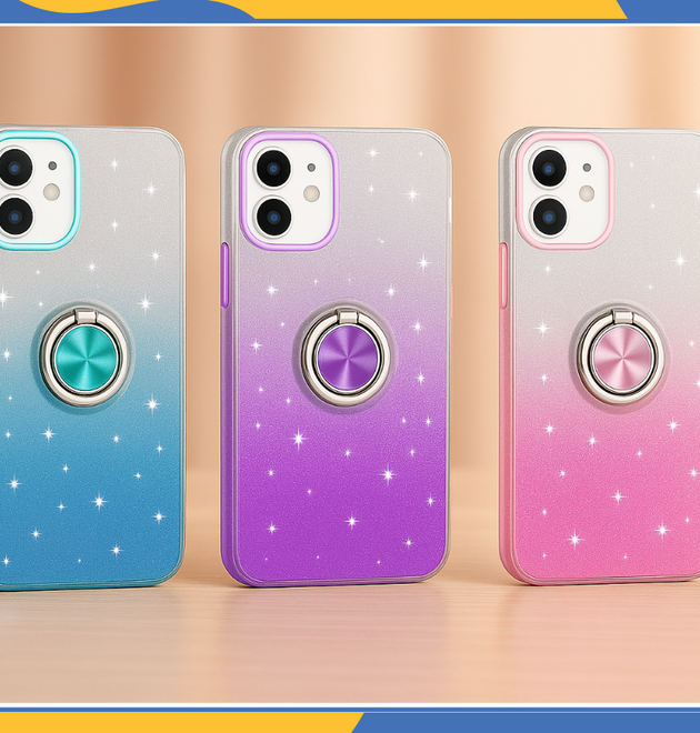 Glitter Magnetic Ring Shockproof Case For iPhone 16 15 14 13 12 Pro Max Cover UK