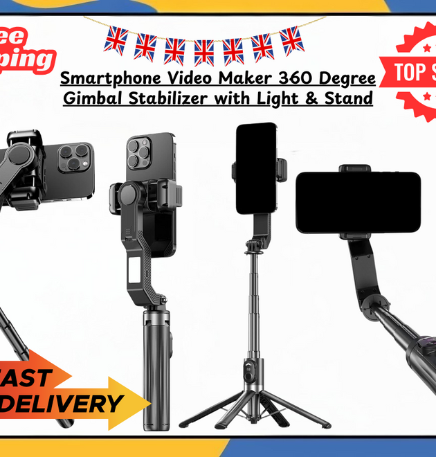 360° Phone Gimbal Stabilizer Tripod Stand | Selfie Stick with Light Tracker UK