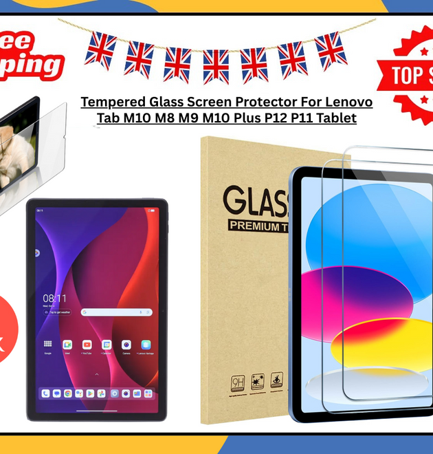 2X Tempered Glass Screen Protector For Lenovo Tab M10 M8 M9 P12 P11 Tablet UK