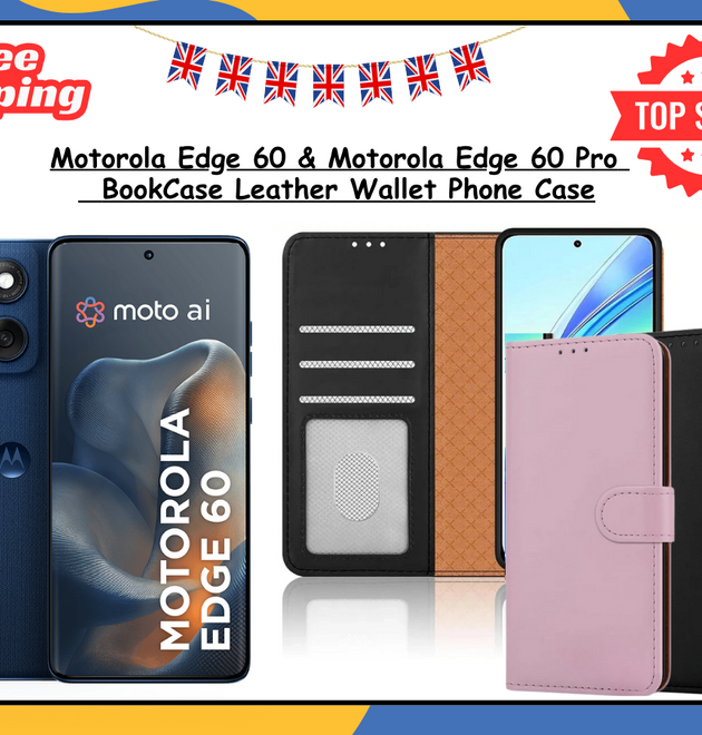 Motorola Edge 60 / Edge 60 Pro Wallet Case PU Leather Flip Stand Phone Cover UK