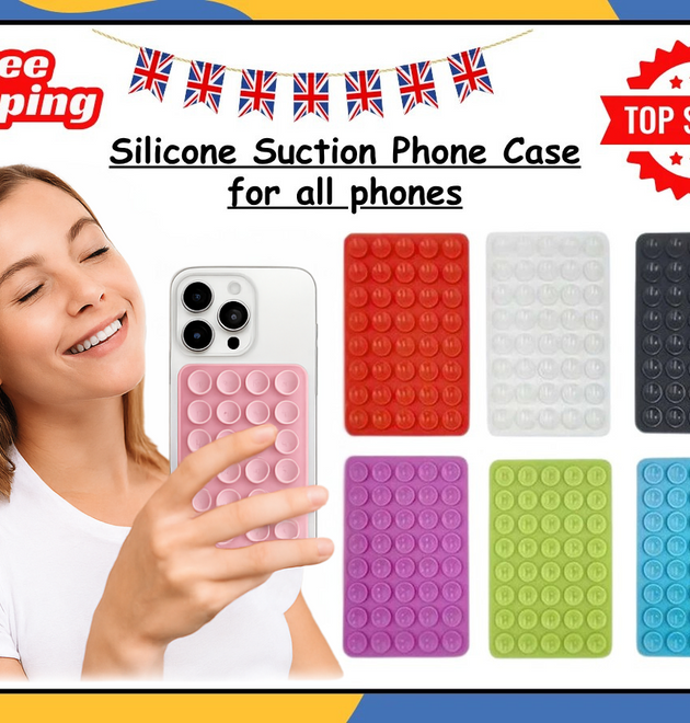 Silicone Suction Cup Phone Holder Sticky Adhesive Mount Pad for Desk, Glass UK