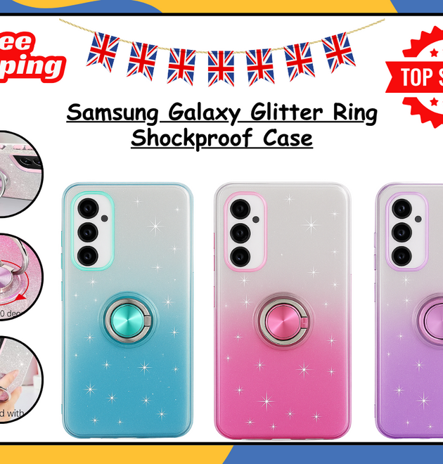 Glitter Ring Holder Shockproof Case For Samsung Galaxy A15 Phone Cover UK