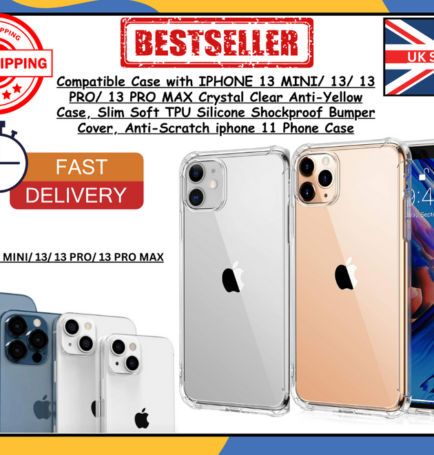 iPhone 13/13 Pro/Pro Max Clear Shockproof Slim Silicone Gel Case Phone Cover
