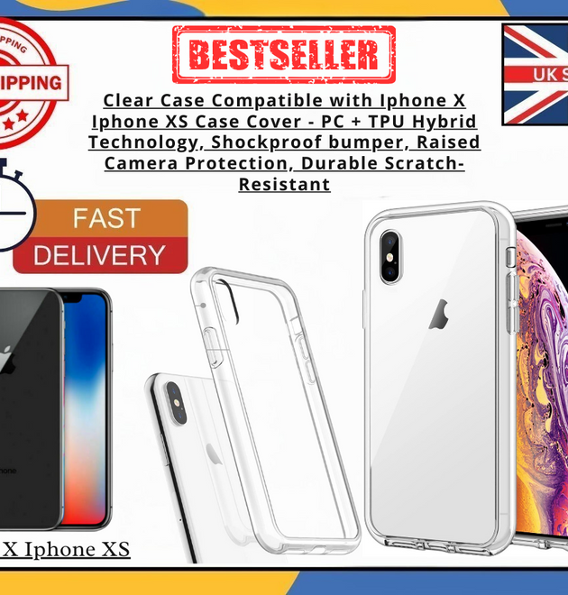 iPhone X/XS Clear Shockproof Silicone Gel Case Cover Slim Fit - UK Seller