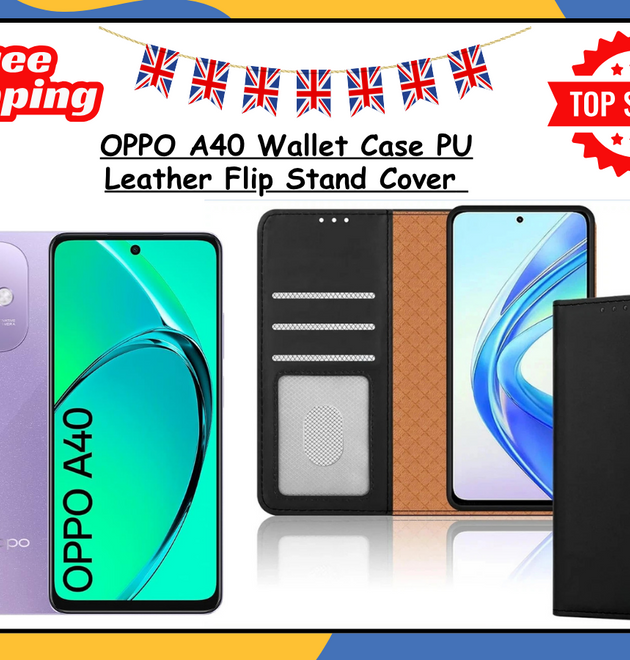 OPPO A40 Leather Wallet Case Flip Stand View Magnetic Shockproof Phone Cover UK