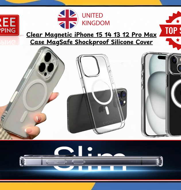 Clear Magnetic iPhone 15 14 13 12 Pro Max Case MagSafe Shockproof Silicone Cover