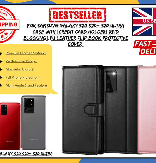 Samsung Galaxy S20/S20 Plus/S20 Ultra FE Premium Wallet Leather Magnetic Case UK