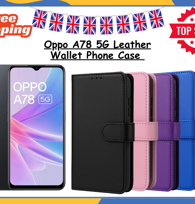 For OPPO A78 5G PU Leather Wallet Flip Case Shockproof Stand Slim Phone Cover UK