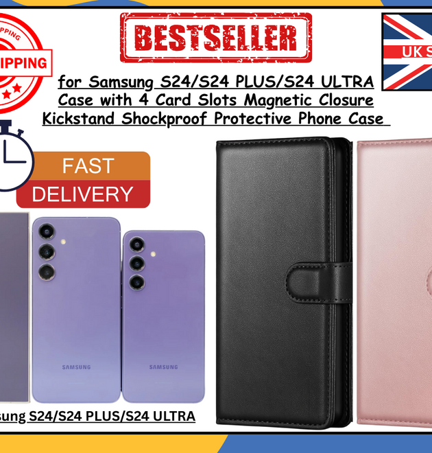 Samsung Galaxy S24/S24+/Ultra Wallet Case Flip Leather Cover with Card Slots-UK