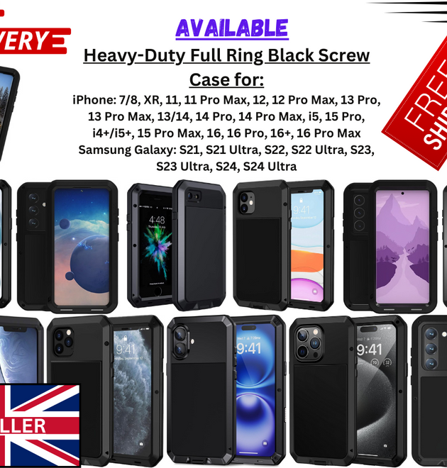 Aluminum Heavy Duty Armor Military Screw Case for iPhone 7-16 Pro Max & S21-S24