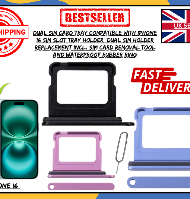 Apple iPhone 16 SIM Tray Replacement | OEM Physical Dual SIM Card Slot for UK