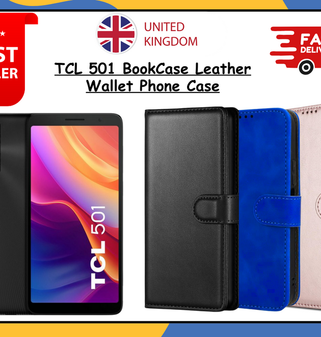 TCL 501 Leather Wallet Case Flip Stand Cover with Card Slots Magnetic UK Seller