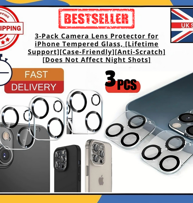 3× Camera Lens Protector iPhone 11–16 Pro Max Tempered Glass Anti-Scratch Cover