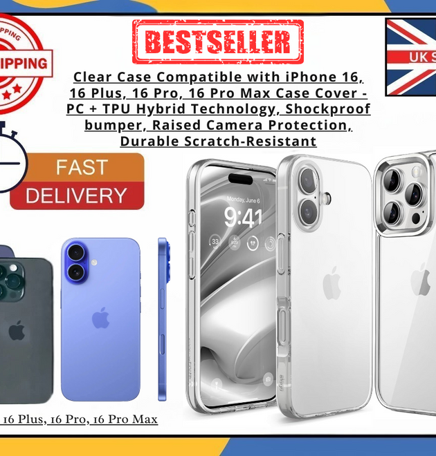 iPhone 16/16 Plus/16 Pro/16 Pro Max Clear Shockproof Silicone Gel Case UK Seller