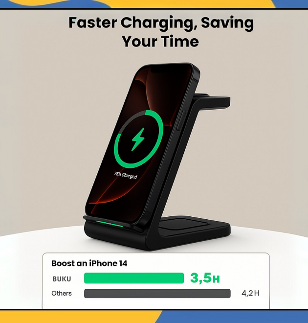 3in1-Wireless Charger Stand For Apple iPhone Samsung Android Fast Charging Dock
