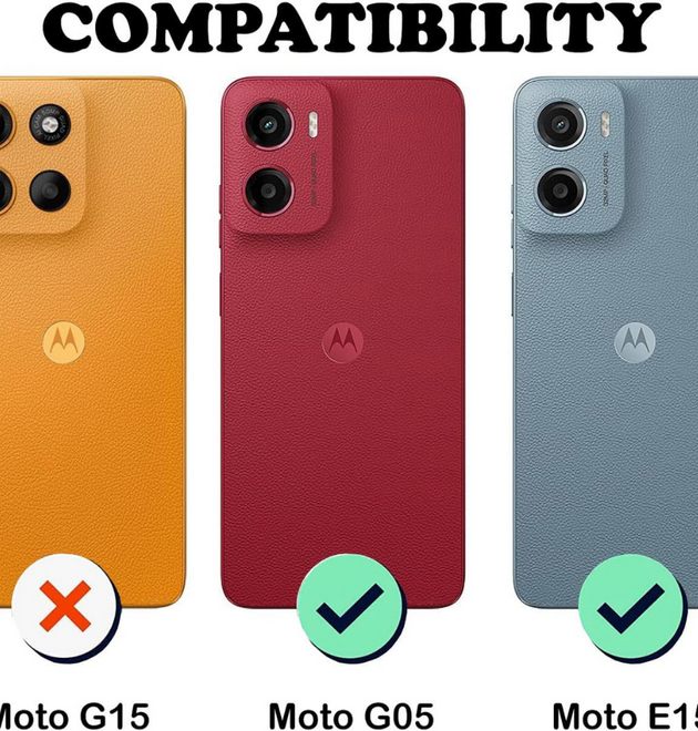 Motorola Moto G05 / E15 Folio Leather Gel Wallet Case Flip Stand Cover