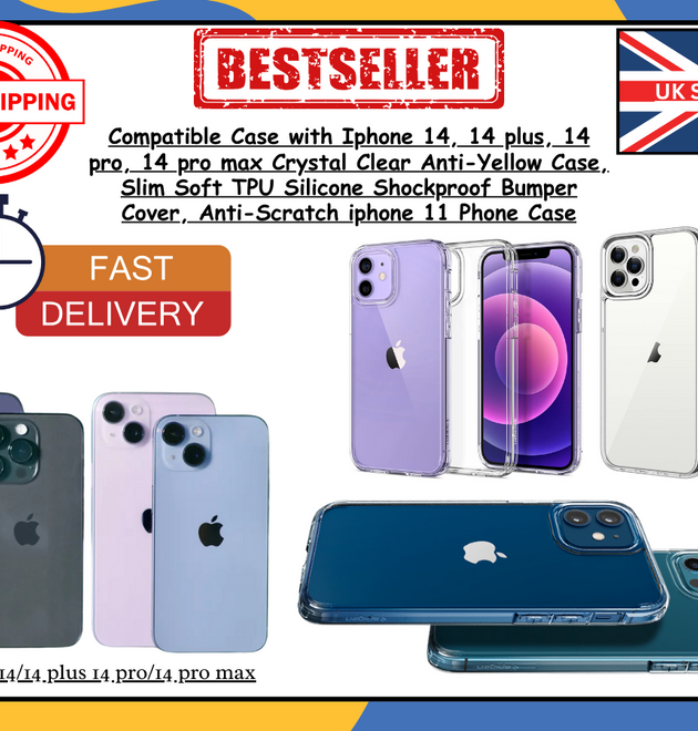 iPhone 14/14 Plus/Pro/Pro Max Clear Shockproof Slim Silicone Gel Case Cover UK