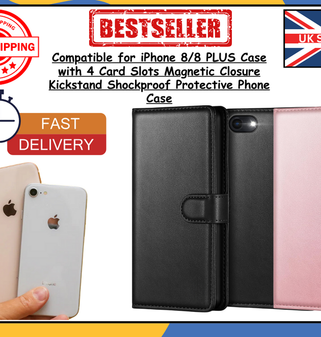 Samsung Galaxy S8/S8+ Leather Wallet Case – Flip Phone Cover, Card Holder UK