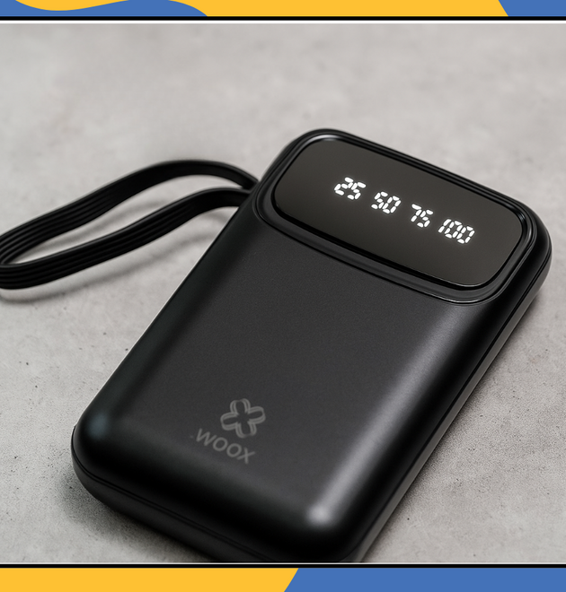 Power Bank 10000mAh with 4-in-1 Cables USB-C Micro USB Fast Charger UK Black