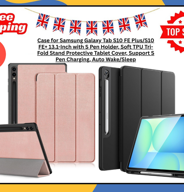 2x Case For Samsung Galaxy Tab S10 FE+Plus Tri-Fold Cover With S Pen Holder UK