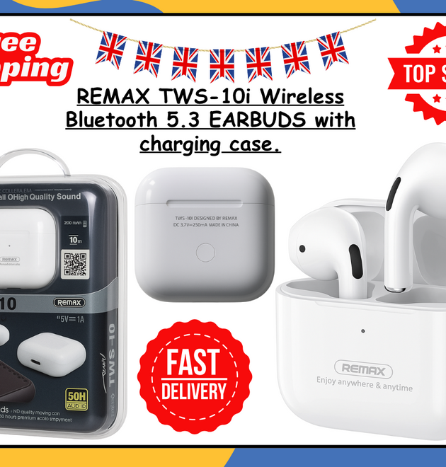REMAX TWS-10i Wireless Earbuds Bluetooth 5.3 Headphones Charging Case UK
